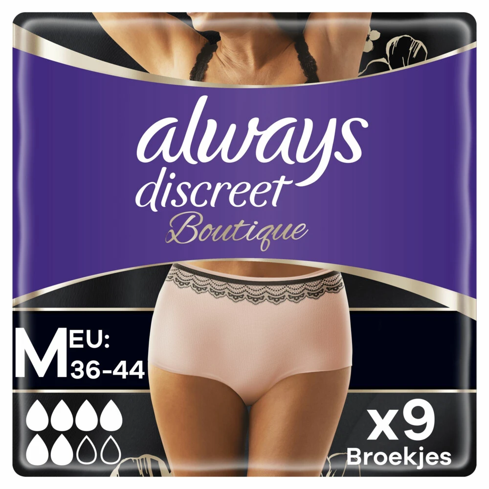 Always® Always Discreet Broekjes Voor Urineverlies Boutique Beige Plus Maat M 3 Always® Always Discreet Broekjes Voor Urineverlies Boutique Beige Plus Maat M