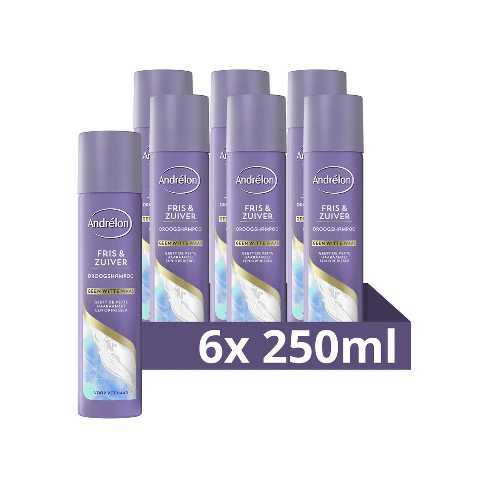 6x Andrelon Droogshampoo Klei Fris & Zuiver 3 6x Andrelon Droogshampoo Klei Fris & Zuiver