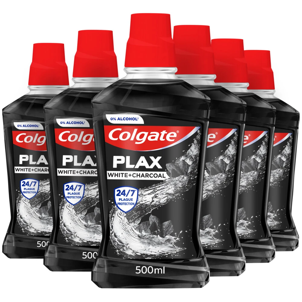 Colgate® 6x Colgate Mondwater Plax White + Charcoal 3 Colgate® 6x Colgate Mondwater Plax White + Charcoal