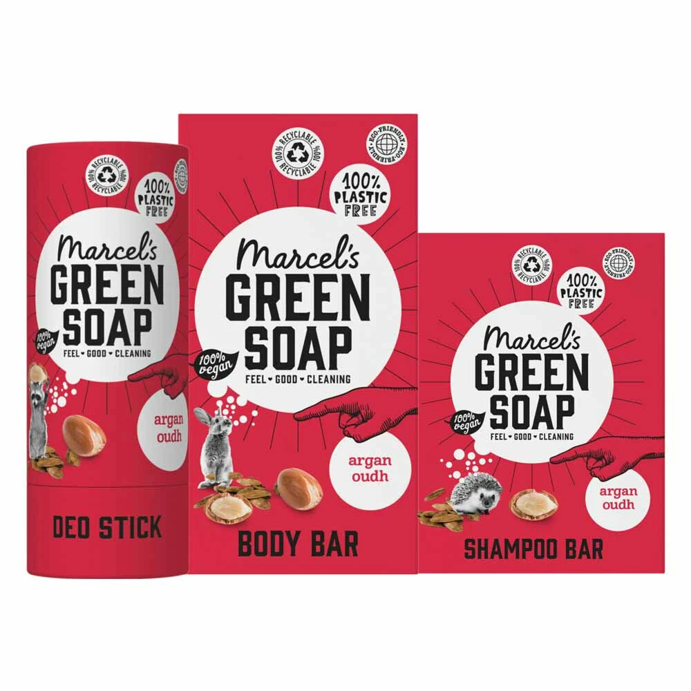Marcelu0027s Green Soap Plastic Vrije Verzorging Argan & Oudh Pakket 3 Marcelu0027s Green Soap Plastic Vrije Verzorging Argan & Oudh Pakket