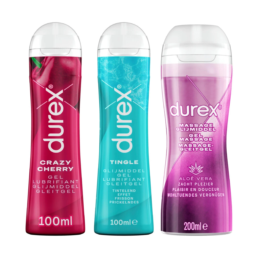 Durex Glijmiddel Massage Ylang Ylang & Tingle & Crazy Cherry Pakket 3 Durex Glijmiddel Massage Ylang Ylang & Tingle & Crazy Cherry Pakket