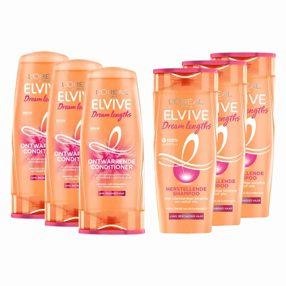 L'Oreal Lu0027Oréal Elvive Dream Lengths Shampoo En Conditioner Groot Pakket 2 L'Oreal Lu0027Oréal Elvive Dream Lengths Shampoo En Conditioner Groot Pakket