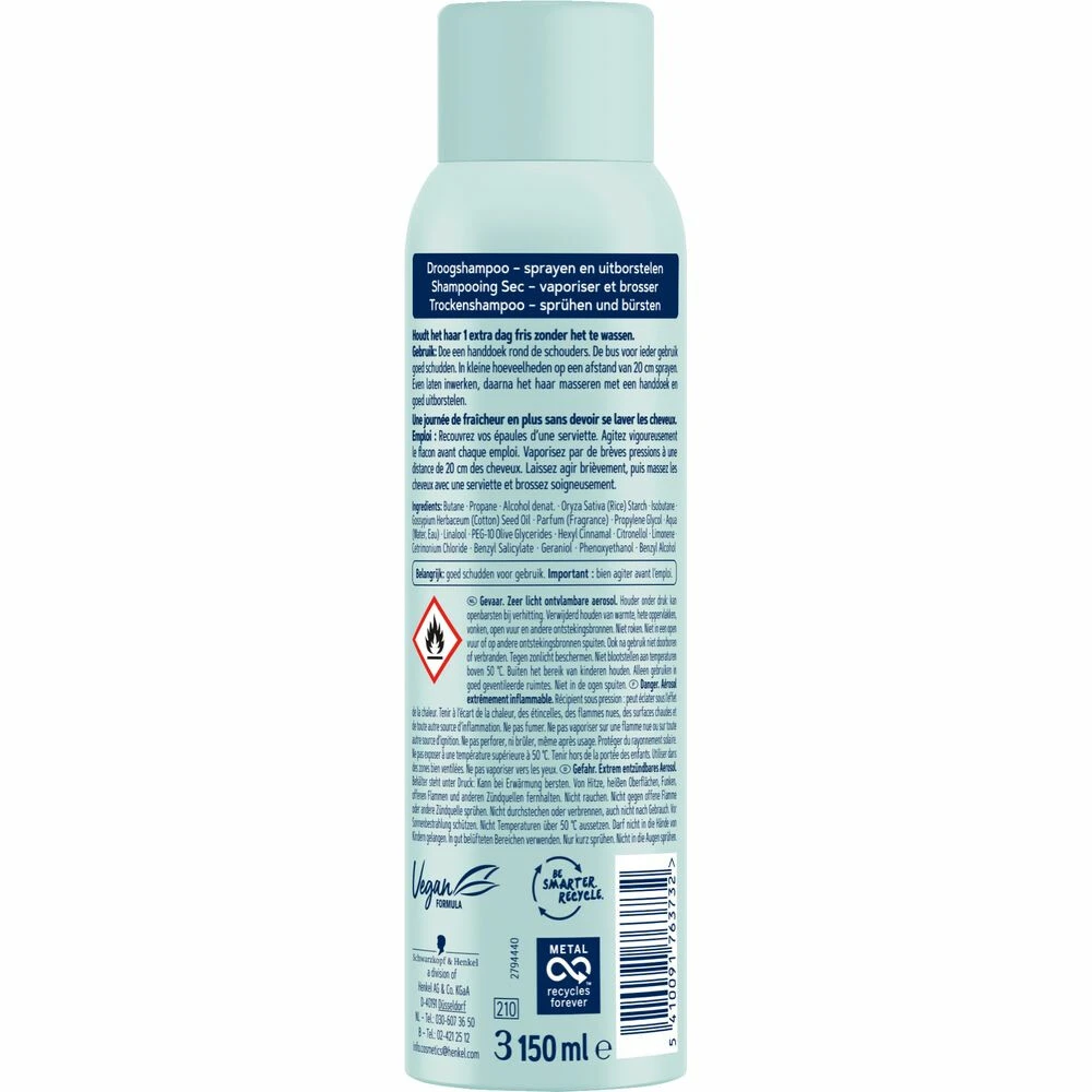 6x Schwarzkopf Droogshampoo Cotton Fresh 4 6x Schwarzkopf Droogshampoo Cotton Fresh - Afbeelding 2