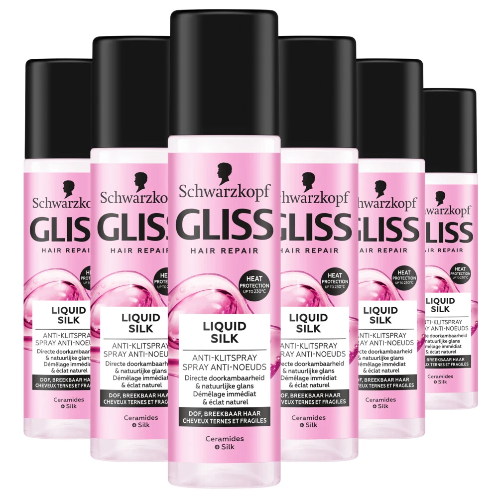 6x Gliss Anti-Klit Spray Liquid Silk 3 6x Gliss Anti-Klit Spray Liquid Silk