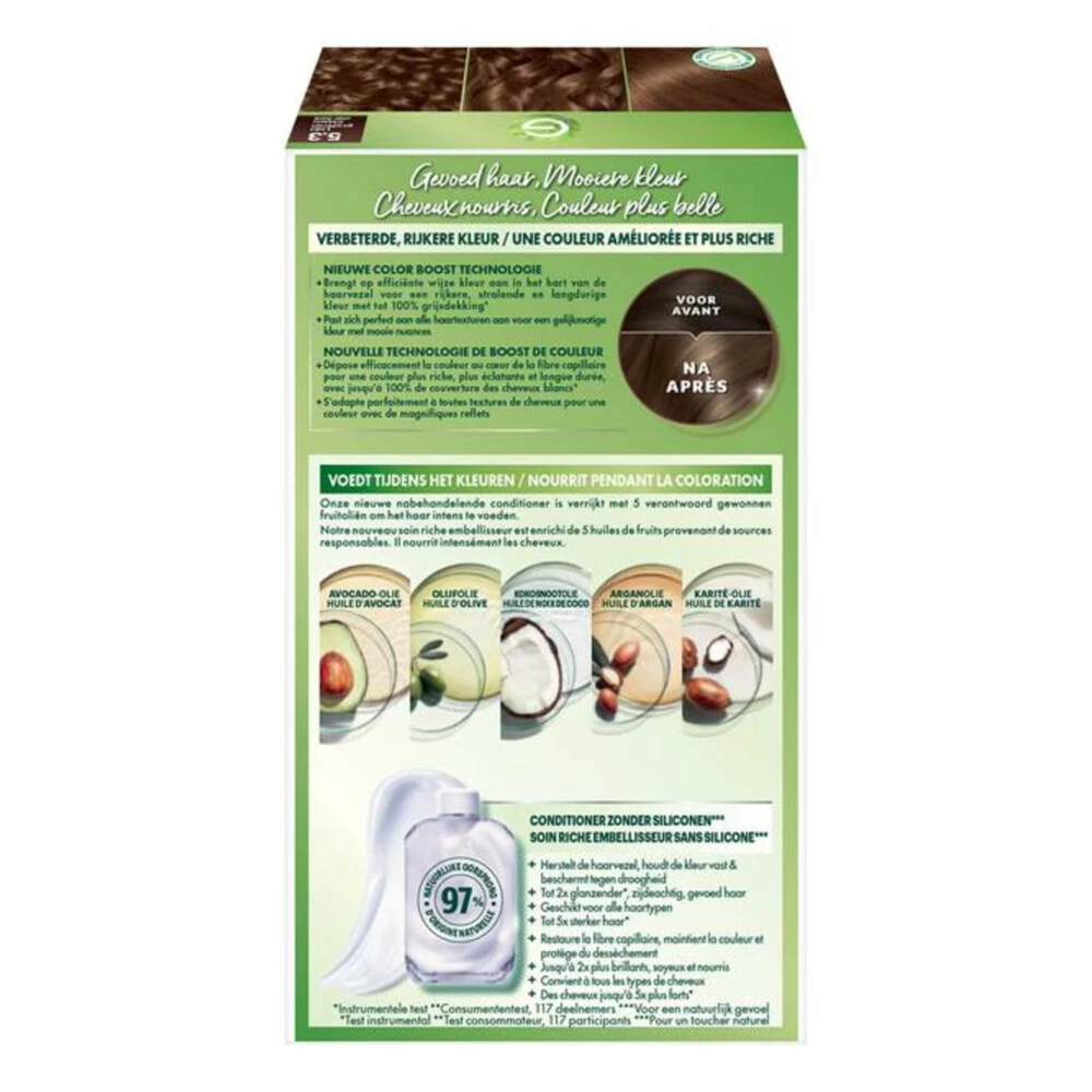 Garnier Nutrisse Creme Haarverf 53 - Licht Goudbruin 4 Garnier Nutrisse Creme Haarverf 53 - Licht Goudbruin - Afbeelding 2