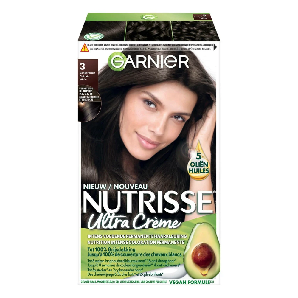 Garnier Nutrisse Crème 30 - Donkerbruin 3 Garnier Nutrisse Crème 30 - Donkerbruin