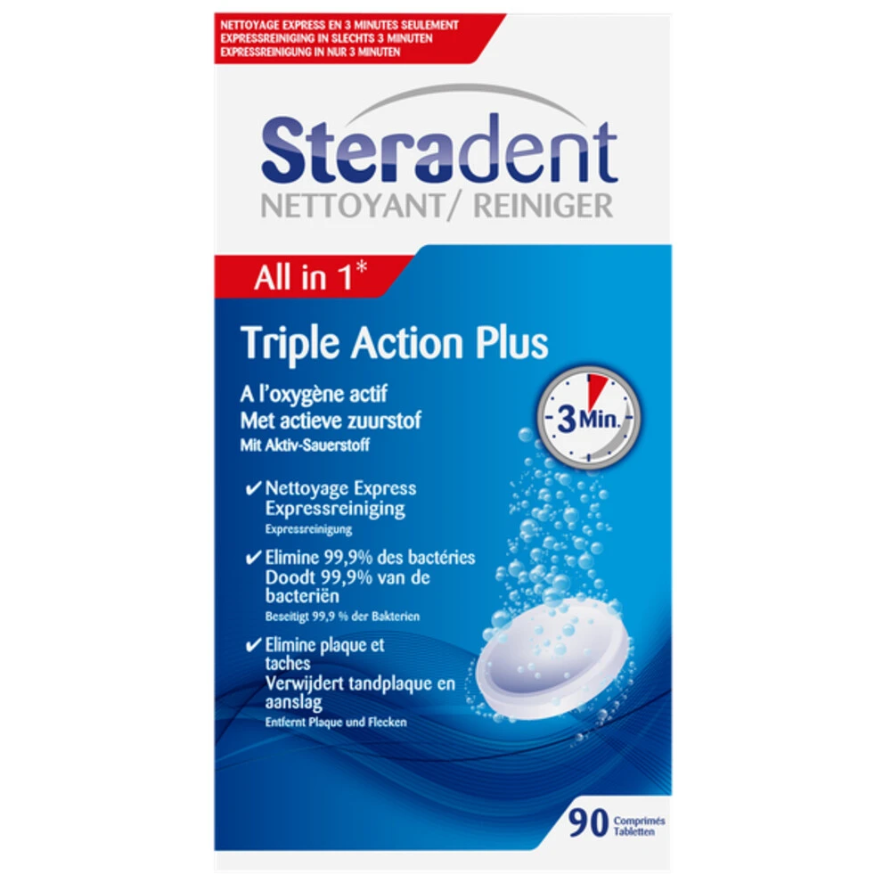 4x Steradent Triple Action Plus Kunstgebit Reiniger 3 4x Steradent Triple Action Plus Kunstgebit Reiniger