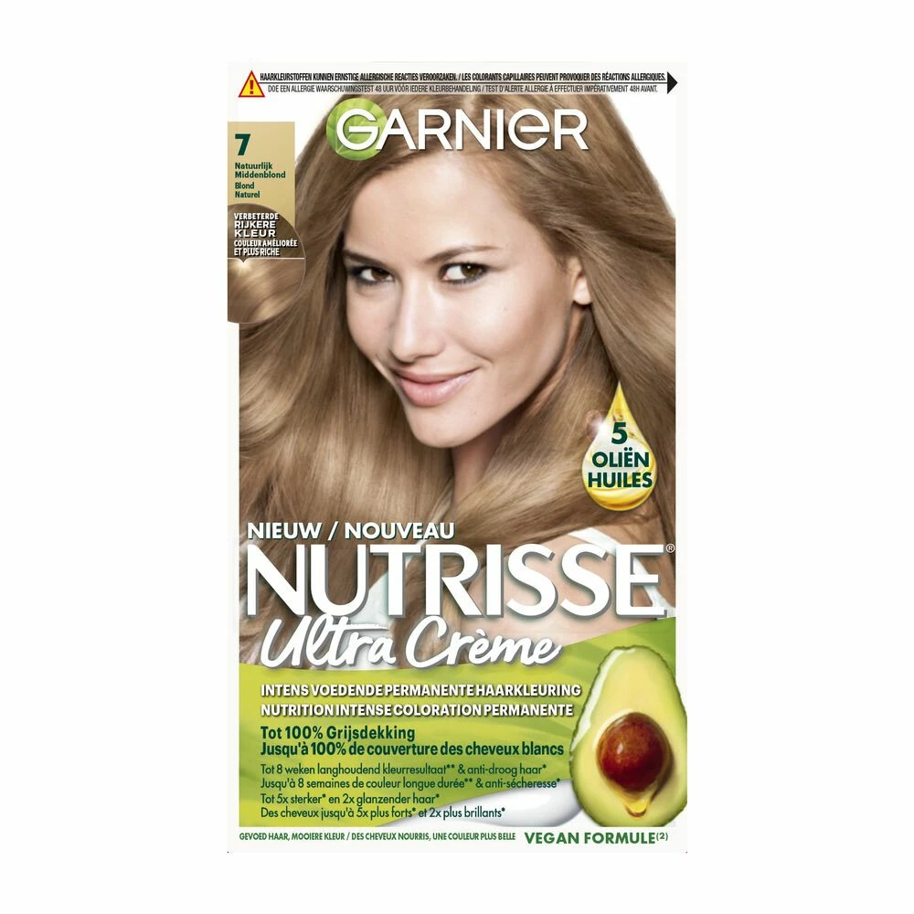 Garnier Nutrisse Creme Haarverf 70 - Natuurlijk Blond 3 Garnier Nutrisse Creme Haarverf 70 - Natuurlijk Blond