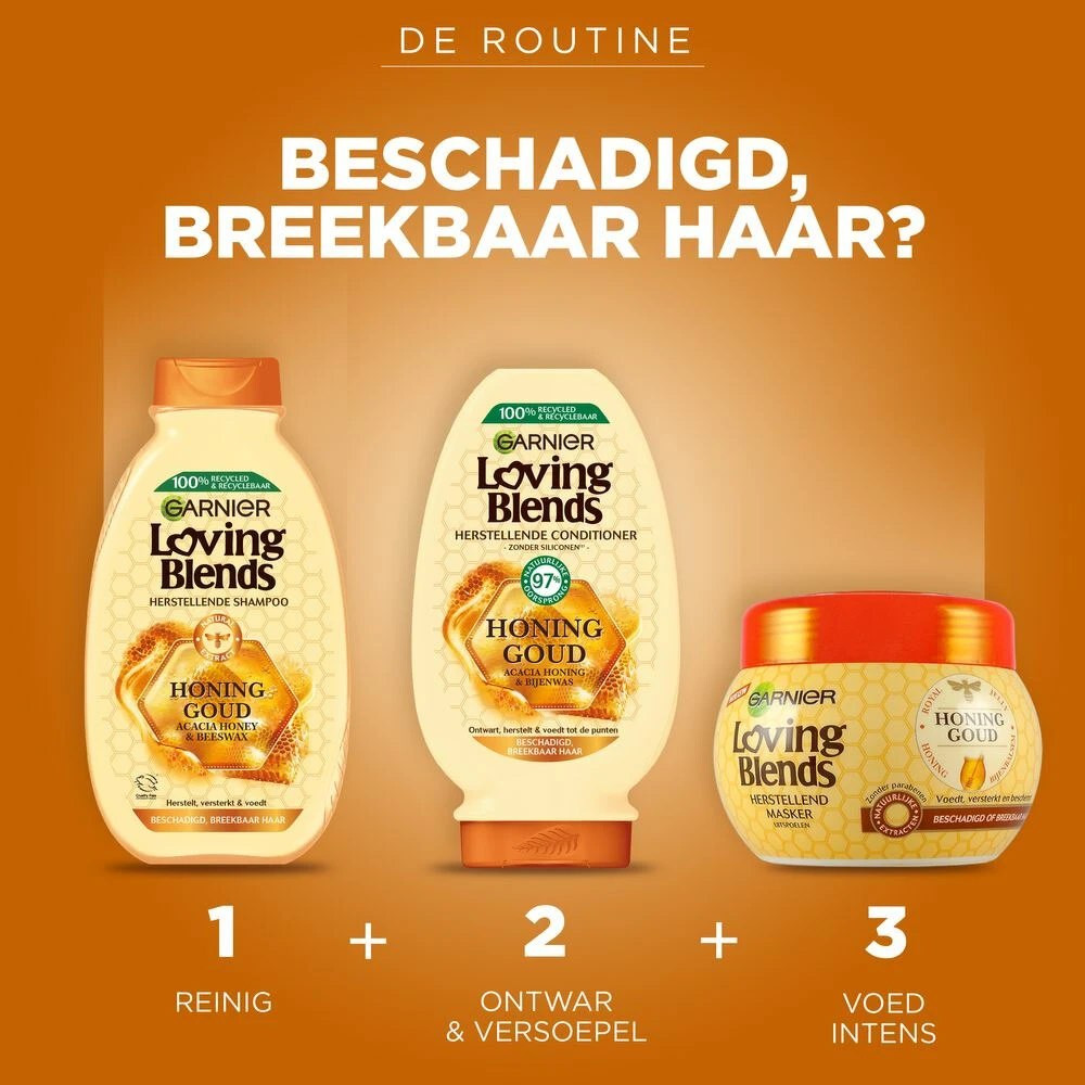 6x Garnier Loving Blends Honing Goud Conditioner 5 6x Garnier Loving Blends Honing Goud Conditioner - Afbeelding 3